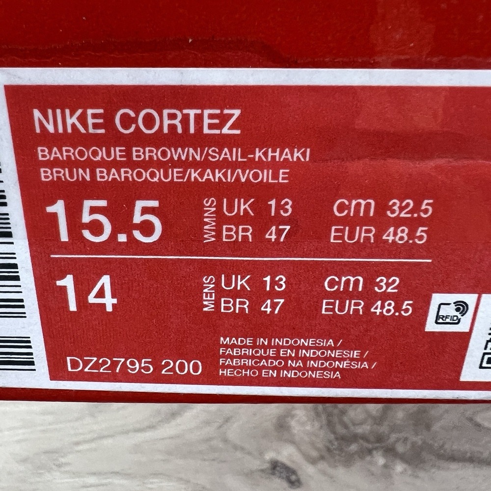 Nike Cortez Baroque Brown Shoe's DZ2795-200 Women's Size 15.5 / Mens 14 - Picture 8 of 8